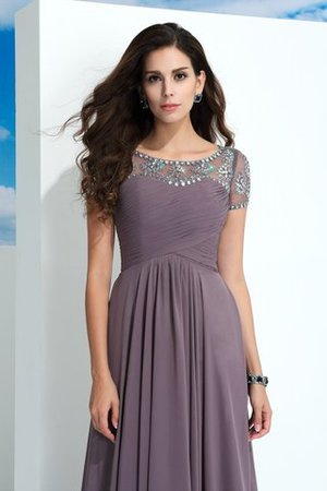 Chiffon Natürliche Taile Formelles Anständiges Abendkleid mit kurzen Ärmeln - Bild 6