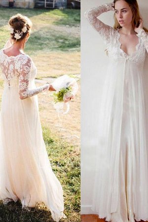 Abito da sposa con ricamo attraente v-scollo impero con maniche lunghe lunghi - Foto 1