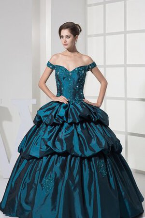 Robe de quinceanera de mode de bal ample avec lacets decoration en fleur bandouliere spaghetti - Photo 1