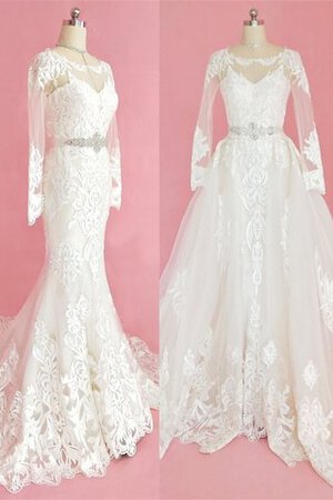 Abito da sposa cerniera a chiesa naturale in pizzo stupefacente con maniche lunghe - Foto 2