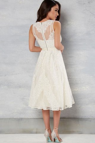 Abito da Sposa a Spiaggia con Fusciacca Senza Maniche Formale E Informale in Pizzo V-Scollo - Foto 2