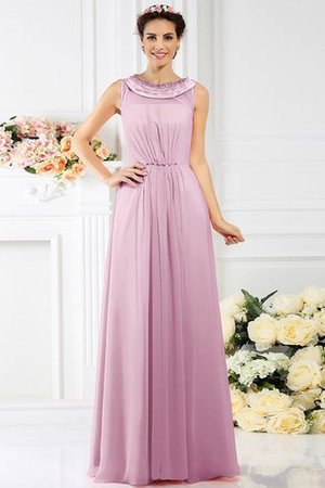 Abito da Damigella Alta Vita con Perline in Chiffon A Terra A-Line - Foto 21