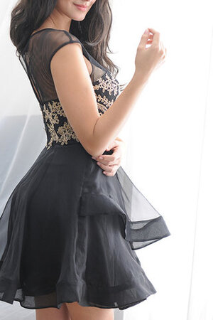Ärmelloses Natürliche Taile Tüll Schlussverkauf Cocktailkleid mit Reißverschluss - Bild 3