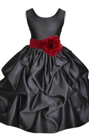 Ärmelloses Reißverschluss A-Linie bodenlanges Blumenmädchenkleid mit Blume - Bild 3