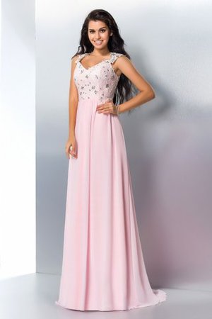 Normale Taille Chiffon Formelles Abendkleid mit Applikation ohne Ärmeln - Bild 3