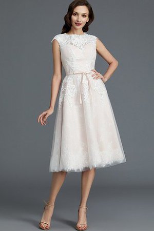A Linie Beach Stil Tüll Bescheidenes Mini Brautkleid - Bild 7