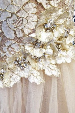 Perlenbesetztes normale Taille Tüll Herz-Ausschnitt Spitze Brautkleid mit offenen Rücken - Bild 5