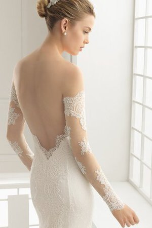 Abito da Sposa in Organza A Terra con Maniche Lunghe sexy a Spiaggia Tubino - Foto 3