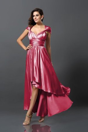 Robe demoiselle d'honneur bref satin comme soie asymétrique de fourreau haut bas - Photo 16