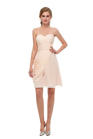 Natürliche Taile Wunderbar Mini Brautjungfernkleid aus Chiffon mit Offenen Rücken - Bild 2