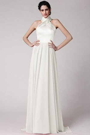 Abito da Damigella Senza Maniche Lungo Naturale in Chiffon con Festone - Foto 16