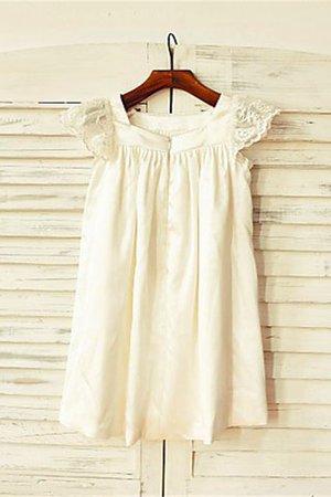 Abito da Cerimonia Bambini in Chiffon Tondo con Fiore Cerniera con Manica Corte - Foto 2