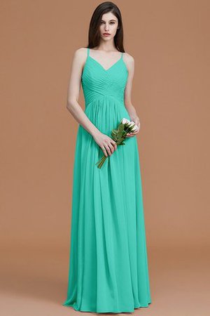 Spaghetti Träger Normale Taille Gerüschtes Ärmellos Bodenlanges Brautjungfernkleid - Bild 21