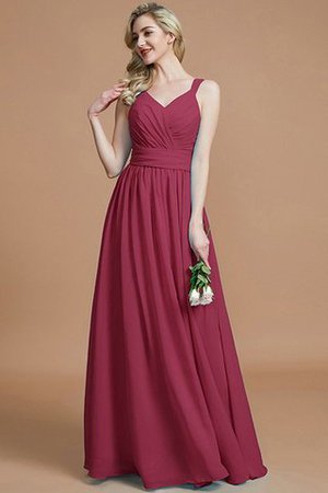 Ärmelloses Prinzessin A-Line Bodenlanges Brautjungfernkleid mit V-Ausschnitt - Bild 11