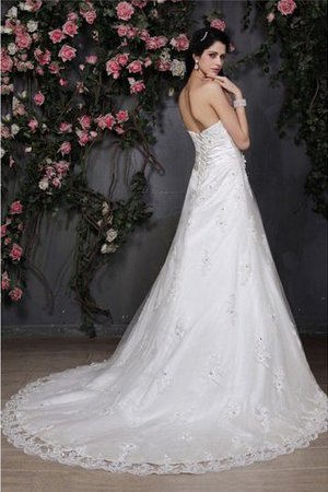 Abito da Sposa con Applique con Fiore Alta Vita Principessa Allacciato - Foto 2