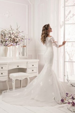 Vestido de Novia de Hasta el suelo de Cola Corte de Escote con Hombros caídos - Foto 4