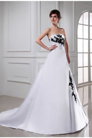 Abito da Sposa con Applique Lungo Allacciato Alta Vita Semplice - Foto 1