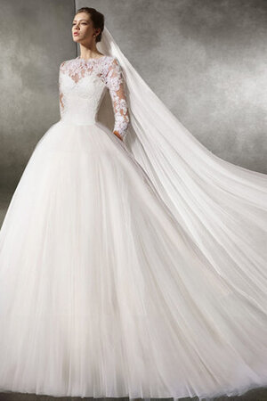 Abito da sposa stupefacente ball gown in pizzo pudica lace coperta coda a strascico corto - Foto 5