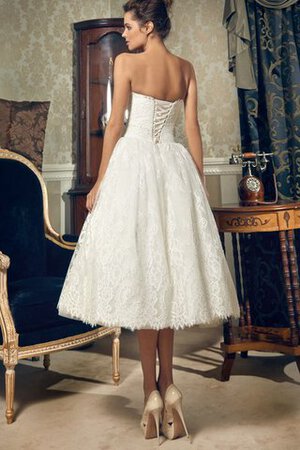 Robe de mariée naturel de bustier manche nulle avec nœud ligne a - Photo 3