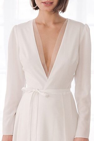 Abito da sposa cerniera onorevole v-scollo con maniche lunghe in chiffon a-line - Foto 3