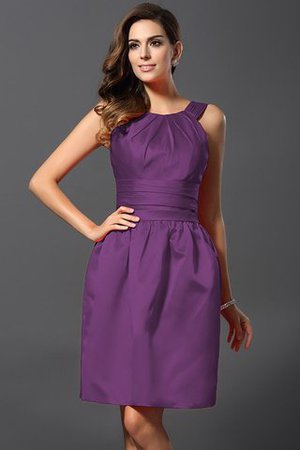 Satin Bateau Knielanges Brautjungfernkleid mit Natürlicher Taille mit Reißverschluss - Bild 5