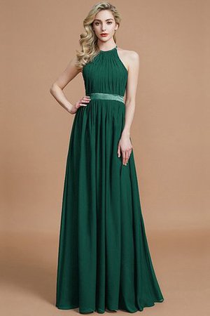 Robe demoiselle d'honneur manche nulle avec zip ruché jusqu'au sol en chiffon - Photo 14