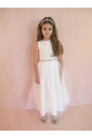Abito da Cerimonia Bambini con Nastro A-Line con Increspature Barchetta decorato con Piega - Foto 1
