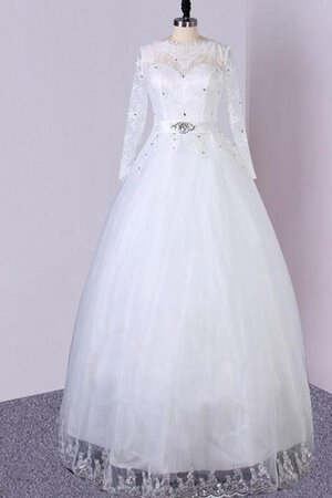 Paillettenbesetztes natürliche Taile Spitze Tüll A-Linie konservatives Brautkleid - Bild 1