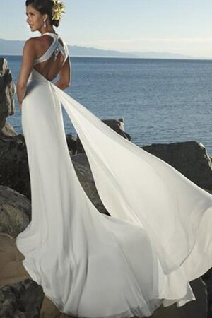 Robe de mariée charmeuse entrecroisé en plage avec perle avec sans manches - Photo 1