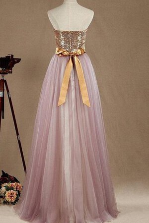 Robe demoiselle d'honneur brillant plissé simple avec ruban textile en tulle - Photo 2
