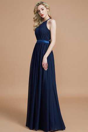 Robe demoiselle d'honneur manche nulle avec zip ruché jusqu'au sol en chiffon - Photo 5