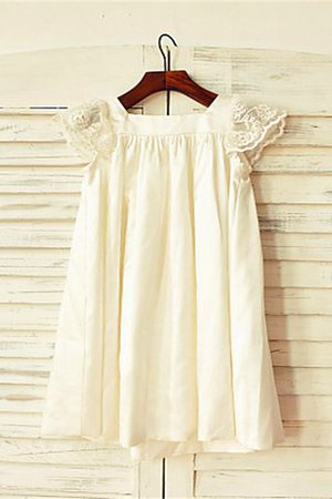 Kurze Ärmeln A-Line Empire Taille Wadenlanges Blumenmädchenkleid mit Bordüre - Bild 1
