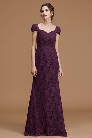 Kurze Ärmeln Besondere Normale Taille Bodenlanges Brautjungfernkleid mit Bordüre - Bild 3