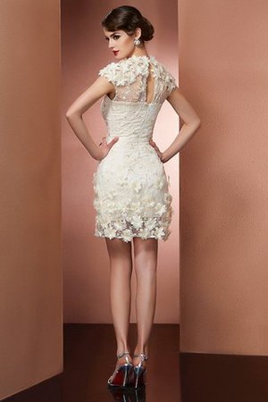 Robe fête de la rentrée naturel avec manche courte en satin de fourreau avec zip - Photo 2