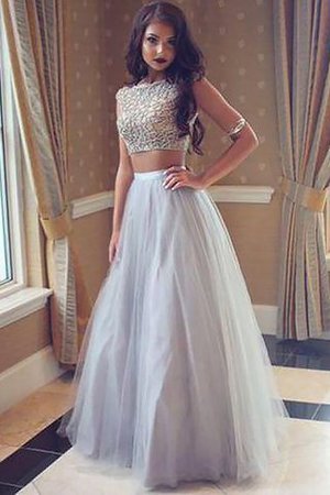 Zweistück A Linie Prinzessin Bodenlanges Abendkleid mit Perlen - Bild 1