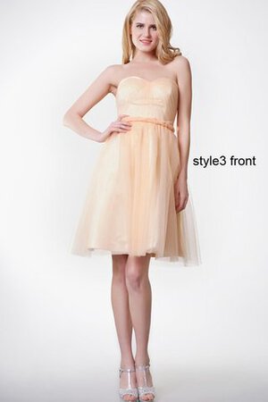 Ärmellos Tüll Reißverschluss plissiertes mini bescheidenes Brautjungfernkleid - Bild 5