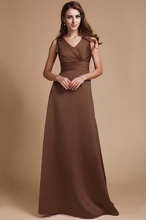 A-Linie Reißverschluss Ärmelloses Bodenlanges Sittsames Brautjungfernkleid - Bild 2