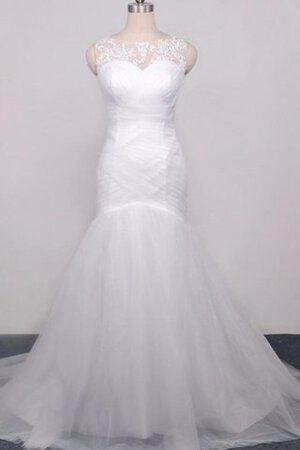 Tüll normale Taille Organza Meerjungfrau Brautkleid mit gekappten Ärmeln mit Bordüre - Bild 1