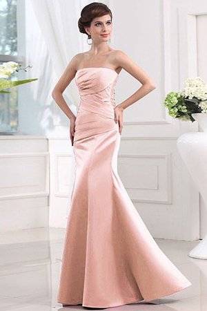 Satin Plissiertes Trägerlos Normale Taille Brautjungfernkleid mit Rücken Schnürung - Bild 21