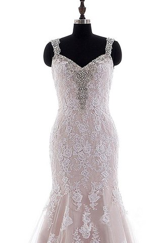 Abito da Sposa in pizzo Cappellino con Perline con Applique Coda A Strascico Cappella in Pizzo - Foto 2