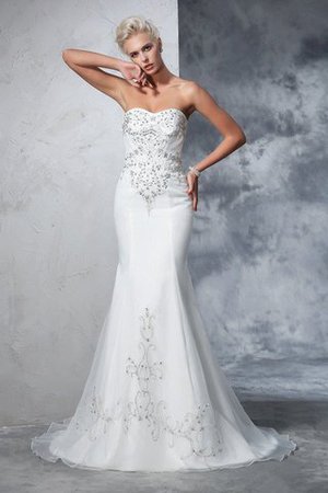 Herz-Ausschnitt Normale Taille Anständiges Extravagantes Brautkleid aus Satin - Bild 1
