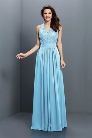 Reißverschluss Ärmellos Prinzessin Chiffon V-Ausschnitt Brautjungfernkleid - Bild 17