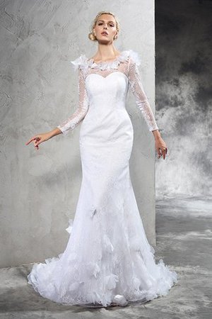 Ewiges Satin Lange Ärmeln Extravagantes Brautkleid mit Gericht Schleppe - Bild 3