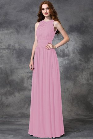 Natürliche Taile Ärmelloses A-Line Anständiges Brautjungfernkleid aus Chiffon - Bild 22