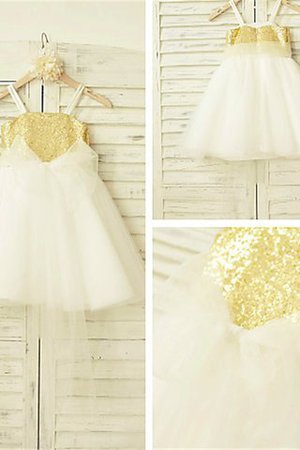 Ärmelloses Tüll Spaghetti Träger Prinzessin Blumenmädchenkleid mit Reißverschluss - Bild 3