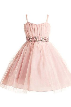 Abito da Cerimonia Bambini in Chiffon A-Line con Piega in Tulle con paillette al ginocchio - Foto 1