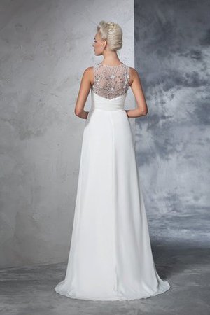 Robe de mariée de col en v manche nulle a-ligne ruché en chiffon - Photo 2