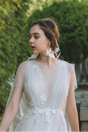 Abito da sposa v-scollo a-line vendita calda con fiore a terra moda - Foto 2