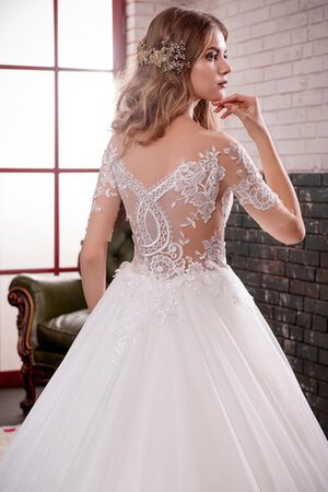 Robe de mariée plissage d'epaule ecrite appliques de mode de bal de traine réglable - Photo 4