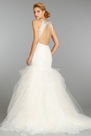 Abito da Sposa Buco Della Serratura Schiena Spazzola Treno in Tulle A-Line in pizzo Anello - Foto 2